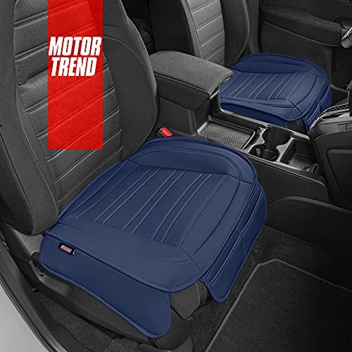 Motor Trend Blue Faux Leather 2-Pack Car Seat Cover for Front Seats, Padded Car Seat Protectors with Storage Pockets, Premium Interior Covers, Front Seat Covers for Cars Truck SUV Auto