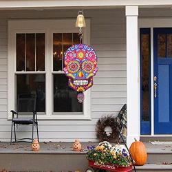 ABXKZ Disco Ball Motor Hanging Display,1200mAh Battery Operated Gold Wind Spinner Motor with Remote. Purple Sugar Skull Wind Spinner,3D Yard and Garden Art, Sun Catcher Outdoor Spinning Sculptures