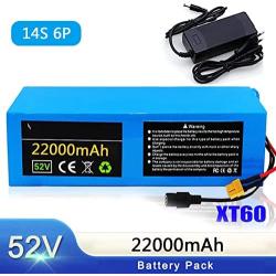 Wnicek 52V 22000mAh Ebike Battery Waterproof PVC Lithium-ion Battery Pack with BMS+ Charger Fit for 1000W 750W 500W 350W 250W 200W Ebike Motorcycles Tricycles Motor