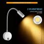 DC 12V Reading Light, Touch Control RV Interior Lights with USB Charging Port, 3W Warm White Flexible Gooseneck Lamp for Car, Van, Boat and Motorhome (Aluminum)