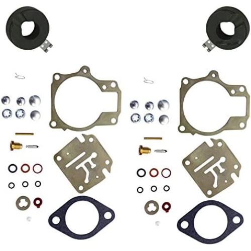 2 (Twin) Pack Deluxe Venom Brand Carburetor Carb Rebuild Repair Kit FLOAT Compatible With Johnson Evinrude MANY 18 20 25 28 30 35 40 45 48 50 55 60 65 70 75 HP Outboard Motors (SEE CHART For Fitment)