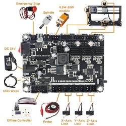 3 Axis GRBL Control Board USB Port CNC Router Controller Board grbl 1.1f with GRBL Offline Controller Remote Hand Control for CNC Engraver Engraving Milling Machine Mini DIY CNC 1610/2418/3018 PRO