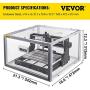 VEVOR CNC 3018 PRO Router Machine, GRBL Control 3-Axis Milling Engraver Engraving Machine, DIY CNC Router Kit with Transparent Enclosure, Offline Controller, for Wood Acrylic Plastic PCB PVC Carving