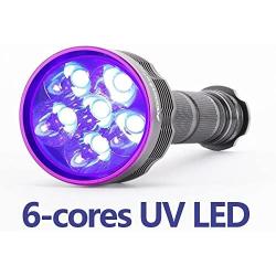 Alonefire SV56 30W UV Flashlight 395nm USB Rechargeable Ultraviolet Black Light Pet Urine Detector for Resin Curing, Fishing, Scorpion, Dry Glue with UV Protective Glasses, Battery Included, Charger
