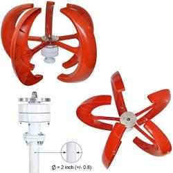 Pikasola Wind Turbine 200W max 220W 12V 5 Blade Wind Vertical Axis Generator 3 Phase AC Permanent Magnet Generator Wind Turbine Kit with Controller for Hybrid Wind Solar System