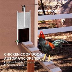 YUEWO Automatic Large Chicken Coop Door Opener Kit with Bonus Remote Control and Infrared Sensor, Rainproof Outdoor Timer Controller Actuator Motor, 12V DC Power Supply (Light Sensitive Version)