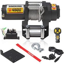 SINOKING 4500lb 12V UTV/ATV Winch with 1/4”x 32ft Rope, Wired and Wireless Control