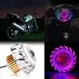 Keenso Motorcycle High/Low Beam LED Projector Lens Dual Angel Devil Eye Head Lamp Cyclone Type(Blue & Pink)