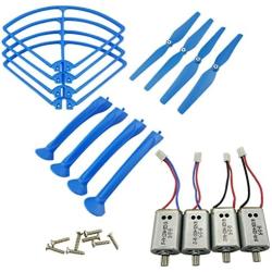 Upgraded Spare Parts for Syma X8C X8G X8HW RC Mini Quadcopter Toy Motor Main Blade Propellers Propeller Protectors Blades Frame Landing Skids with Screws Set (Blue)