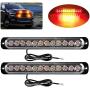 Yifengshun LED Emergency Strobe Lights Bar , Universal 2pcs 12 LED Surface Mount Emergency Warning Hazard Flashing Strobe Light Bar for Truck, Off Road Vehicle, ATVs,Motorcycles(Red&Amber)