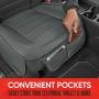 Motor Trend Gray Faux Leather 2-Pack Car Seat Cover for Front Seats, Padded Car Seat Protectors with Storage Pockets, Premium Interior Covers, Front Seat Covers for Cars Truck SUV Auto