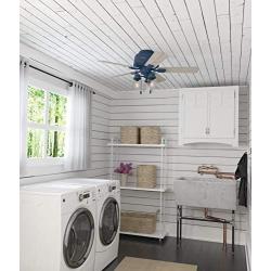 Hunter Hartland Low Profile Indoor Ceiling Fan with LED Lights and Pull Chain, 44