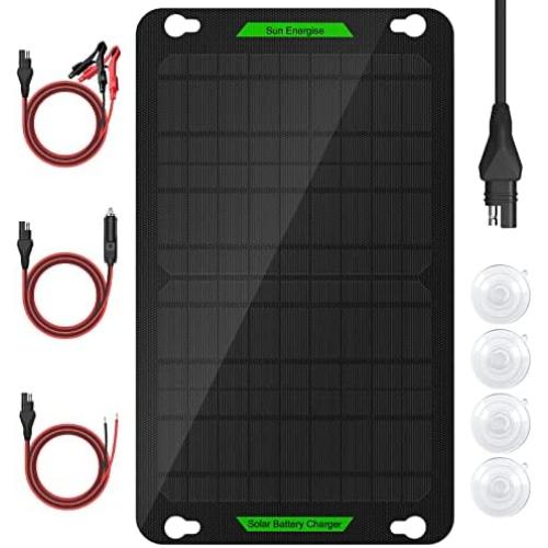 10W 12V Solar Car Battery Charger Pro, Portable Solar Panel Trickle Charger & Maintainer Built-in MPPT Charge Controller + 3-Stages Charging for Automotive Motorcycle RV Boat Trailer Snowmobile
