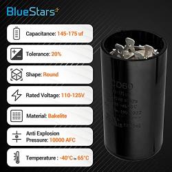 145-175 uf MFD 50/60 Hz 110-125 VAC Volts Round Start Capacitor by Blue Stars - Universal Fit for Air Conditioner and Other Electric Motor Applications - Pack of 1