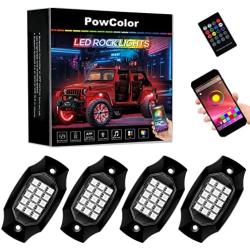 PowColor Car Underglow Rock Lights APP & Wireless Remote Control Waterproof Neon Under Car Light Kit Auto Wheel Exterior Underglow Lights Kits for SUV,Truck,AUTO Motorcycle 4Pods