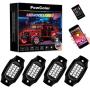 PowColor Car Underglow Rock Lights APP & Wireless Remote Control Waterproof Neon Under Car Light Kit Auto Wheel Exterior Underglow Lights Kits for SUV,Truck,AUTO Motorcycle 4Pods