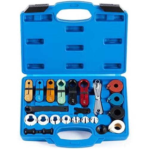 Orion Motor Tech Master Quick Disconnect Tool Set, 25pc Line Disconnect Tool Kit for A/C Fuel & Transmission Systems, Fuel Line Disconnect Tools for Mechanics Compatible with Ford Chevy GM More, Blue