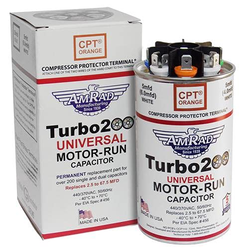 Turbo 200 Motor Run Capacitor w/CPT Terminal Replaces Mars 12200