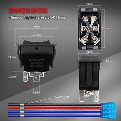 DaierTek Reverse Polarity Toggle Rocker Switch 30 Amp 12V DC Motor Control RV Power Jack Momentary Reversing Switch DPDT for 5th Wheel Tongue Trailer Stabilizer -2Pack