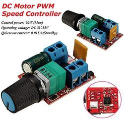 COVVY Mini PWM DC Motor Speed Controller 3V 6V 12V 24V 35V Speed Control Switch LED Dimmer 5A, Pack of 2