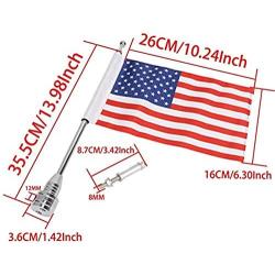 Motocycle Flag Mount and Flag, 6 x 9 USA Flag with Adjustable Flag Flagpole Holder Luggage Racks for Harley Davidson Honda Goldwing CB VTX CBR Yamaha Luggage Racks
