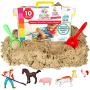 Sense & Grow Sensory Sand Activity Kit - Sand Bin with 6 Farm Animal Figurines and Accessories Included - Educational STEM Learning Toy for Children - Fine Motor Montessori Sensory Toys for Kids 3+