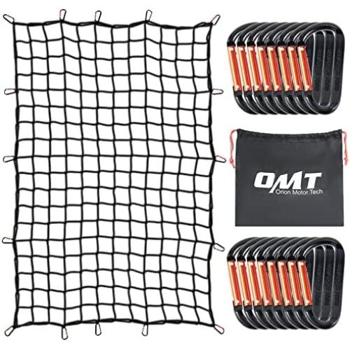 ORION MOTOR TECH Cargo Net for Pickup Truck Beds, 4x6 Truck Cargo Netting and Roof Rack Cargo Net Compatible with Ford Ram GMC Toyota Chevrolet 8x12 Max Cargo Netting with Handmade Knots 16 Carabiners