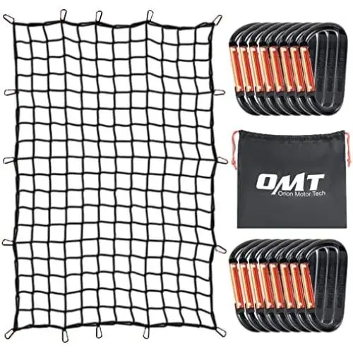 ORION MOTOR TECH Cargo Net for Pickup Truck Beds, 4x6 Truck Cargo Netting and Roof Rack Cargo Net Compatible with Ford Ram GMC Toyota Chevrolet 8x12 Max Cargo Netting with Handmade Knots 16 Carabiners