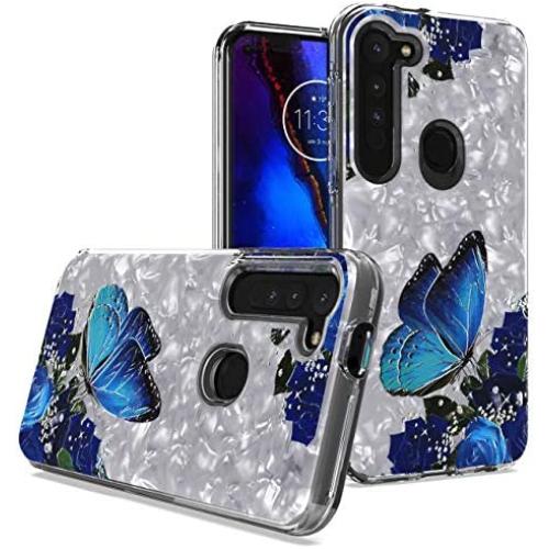 CELZEN - for Motorola Moto G Stylus XT2043, Moto G Power XT2041 (2020 Version) - Embossed Image Phone Case Case - AC6 Blue Butterfly