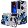 CELZEN - for Motorola Moto G Stylus XT2043, Moto G Power XT2041 (2020 Version) - Embossed Image Phone Case Case - AC6 Blue Butterfly
