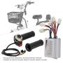 Brush Controller with Throttle Handle Kit, 24V 500W Durable Aluminum Alloy & Plastic Universal Brush Controller with LCD Display Electric Bicycle Modification Accessories