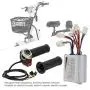 Brush Controller with Throttle Handle Kit, 24V 500W Durable Aluminum Alloy & Plastic Universal Brush Controller with LCD Display Electric Bicycle Modification Accessories
