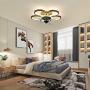 QINAIDI Flower Shape Ceiling Fan with Lights Remote Control, Modern Ceiling Fan Dimmable Lights Modes, Bedroom Ceiling Fan Living Room,with Semi Flush Mount