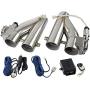 PQY Stainless Steel 2.5 inch Electric Exhaust Cutout Remote Controller Motor E-cut Valve Kit Dual Flaps Type Wireless Remote Control 2PCS Pipe Kit