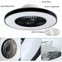 DLLT Modern Ceiling Fans with Lights, 40W LED Dimmable Ceiling Fan with Remote, 7 Invisible Blades Semi Flush Mount Ceiling Fan Light, 3-Speed Indoor Low Profile Ceiling Fan, 3000K-6500K Timing
