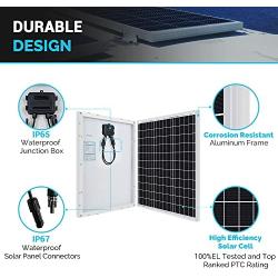 Renogy 50 Watt 12V Solar Panel 10A 12/24V PWM LCD Charge Controller, Adaptor kit, Tray Cables, 50W, 5V USB Ports, for RVs,Boats,Trailers,Sheds,Cabins and Any Off Grid System