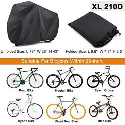 EUGO Bike Cover for 2 or 3 Bikes Outdoor Waterproof Bicycle Motorcycle Covers XL XXL Oxford Fabric Rain Sun UV Dust Wind Proof for Mountain Road Electric Bike (Black-420D-XXL for 3 Bikes)
