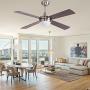 Ovlaim 48 Inch DC Motor Celing Fan Indoor with LED Light and Remote, 4 Wood Blades Ceiling Fan for Bedroom, Brown