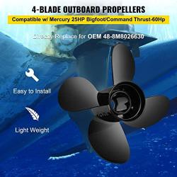 VEVOR Outboard Propeller, Replace for OEM 48-8M8026630, 4-Blade 10.3