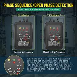 Phase Rotation Meter Non-contact 3 Phase Rotation Meter AC 70~600V Phase Sequence Rotation Tester High Magnetic Induction Motor Rotation Meter Auto Power Off Phase Meter with LED,20