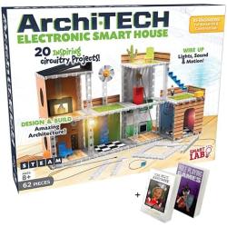 SmartLab Toys Archi-TECH Electronic Smart House - Educational Home Design Room Decoration Stem Building Toys & Engineering Kit - Build Your Own Smart House with Activity Book Building Set & 2x E-Books