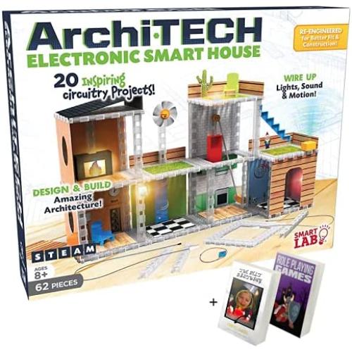 SmartLab Toys Archi-TECH Electronic Smart House - Educational Home Design Room Decoration Stem Building Toys & Engineering Kit - Build Your Own Smart House with Activity Book Building Set & 2x E-Books