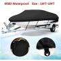 MOTOOS 16-18Ft Boat Cover Heavy Duty 600D Oxford Fabric Waterproof Trailerable Fishing Ski Runabout Protector with Carrying Bag V-Hull 95