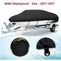 MOTOOS 16-18Ft Boat Cover Heavy Duty 600D Oxford Fabric Waterproof Trailerable Fishing Ski Runabout Protector with Carrying Bag V-Hull 95