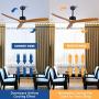 Remote Control 52” Wood Ceiling Fan Outdoor Ceiling Fan Without Light for Patio Moisture-proof Farmhouse Ceiling fan for Living Room Bedroom Kitchen Reversible DC Motor