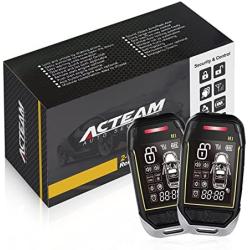 Acteam 2 Way Car Security with Remote Start Car Alarm System with Big LCD Display Remote Starter Turbo Timer Mode Shock Warning 1500M Long Remote Range DC12V