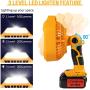 Portable Table Fan, Dewalt 20V Battery Operated Fan with LED Light, Quiet Small Personal Fan 3 Speed Strong Airflow, Adjustable Tilt Remote Control Rechargeable Fan for Tent, Bedroom, Office, Jobsite