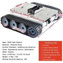Professional Smart Tank Car Chassis with High Torque DC Motors, TP200 Remote Control Metal Robotic Platform Robot Accessories Kit for Arduino Uno, Raspberry Pie, STM32, DIY STEAM Education