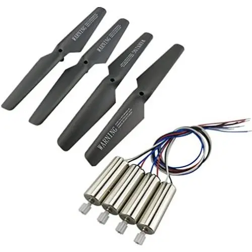 Upgraded Spare Parts Motor Main Blade Propellers Motors Replacement Propellers for Syma X5 X5C X5S X5SC X5SW RC Quadcopter Mini Drone Toy (Black)
