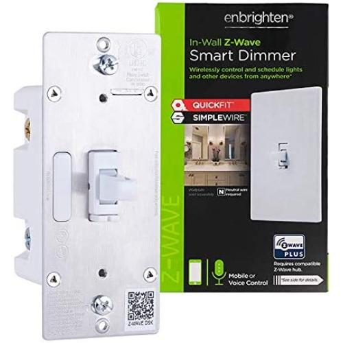 Enbrighten Z-Wave Plus Smart Light Dimmer with QuickFit and SimpleWire, 3-Way Ready, Compatible with Alexa, Google Assistant, ZWave Hub & Neutral Wire Required, Toggle, 46204